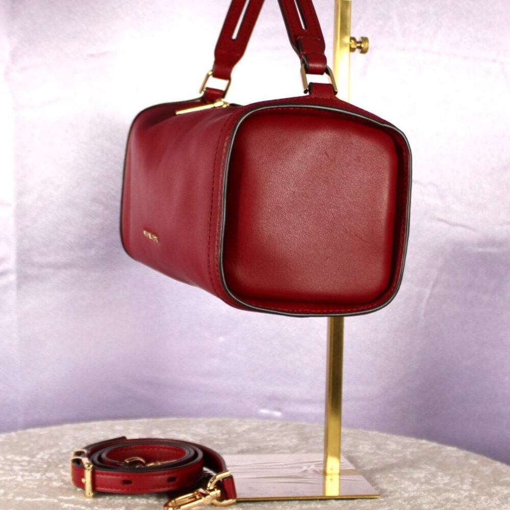 Michael Kors Smooth Leather Barrel Satchel Crossbody – Oxblood Red – NWOT - Picture 3 of 11